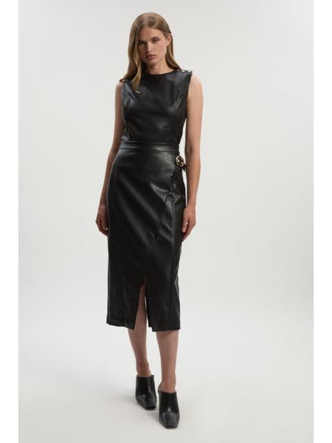 KAREN MILLEN Faux Leather Belt Detail Skirt
