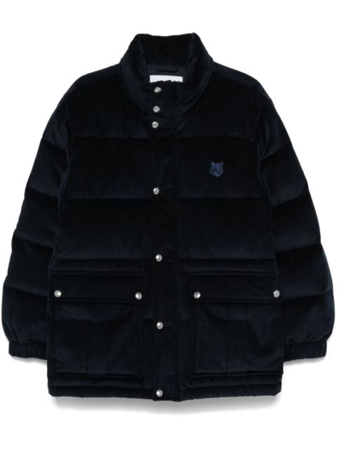 Maison Kitsuné Navy Corduroy Down Puffer Jacket | ssense | REVERSIBLE
