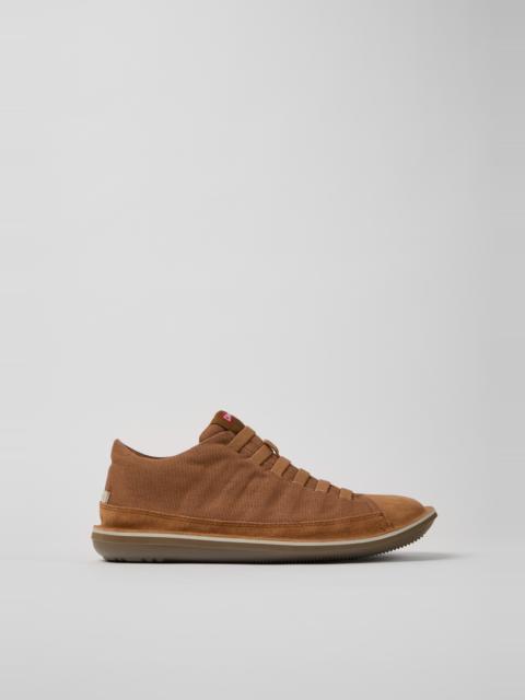 CAMPER Beetle Brown Textile and Nubuck Leather Ankle Boots for Men.