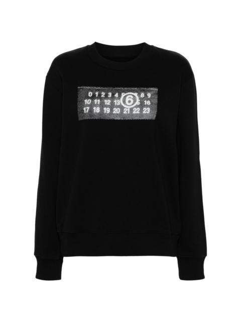 numbers-motif cotton sweatshirt