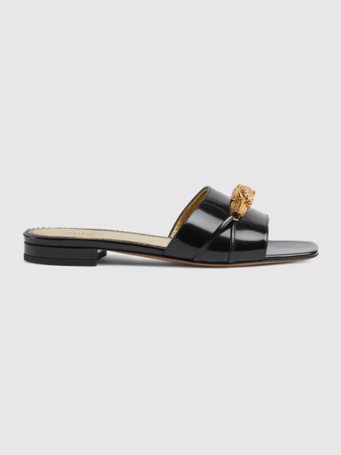 Women's slide sandal with hardware