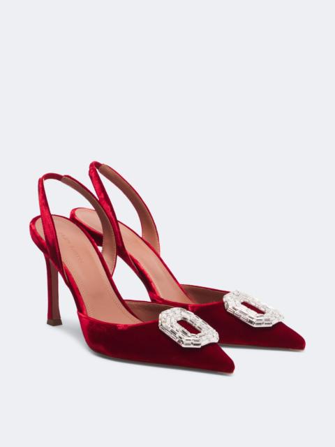 Amina Muaddi Camelia embellished velvet slingback pumps