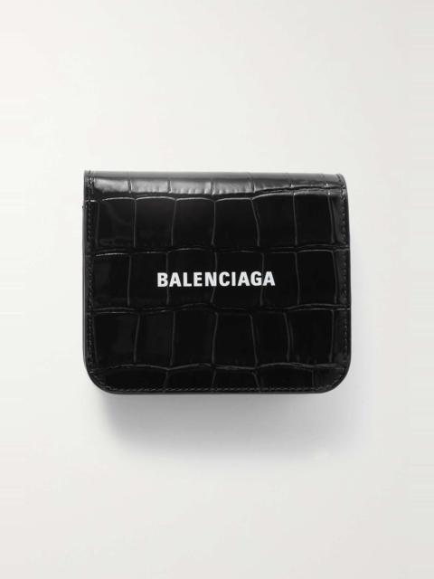 BALENCIAGA Printed croc-effect leather cardholder