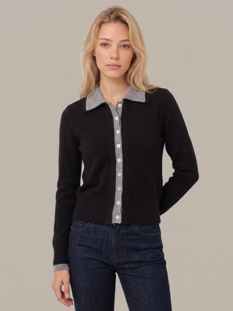 525 america Priscilla Faux Double Layer Polo Cardigan