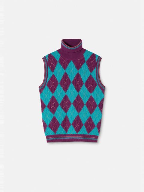 VERSACE Argyle Knitted Sweater Vest