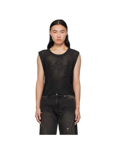 lesugiatelier Black Glitter Net Vest