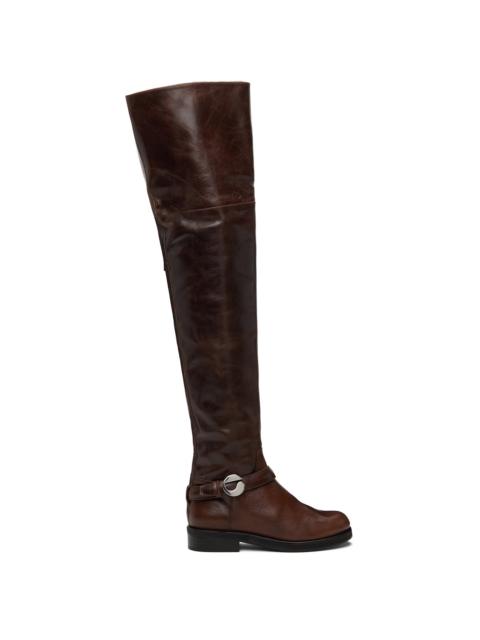 COPERNI Brown Belt High Cavalier Tall Boots