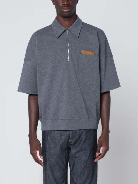 Bottega Veneta Dark grey polo shirt with Intrecciato detail
