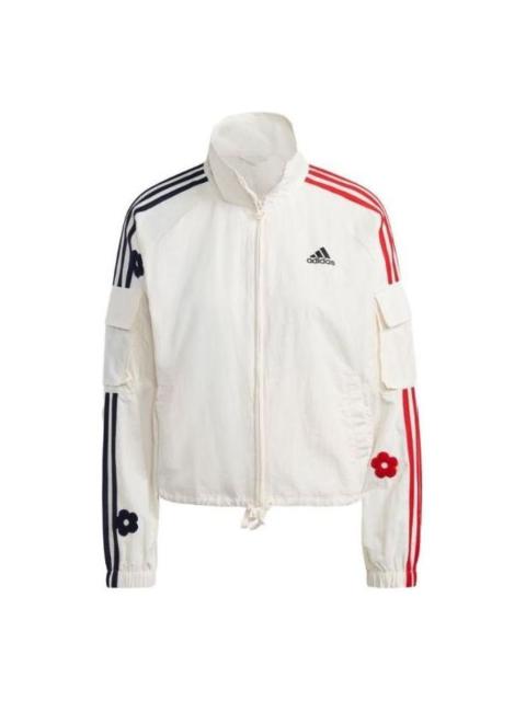 (WMNS) adidas Flower Woven Jackets 'White Red Black' HY8593