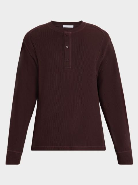 Helmut Lang Men's Cotton Waffle Knit Long-Sleeve Henley T-Shirt