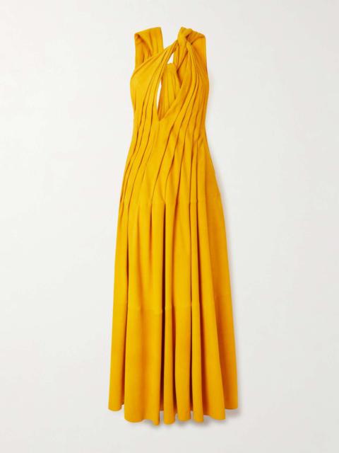 Chloé Asymmetric knotted pleated wool gown