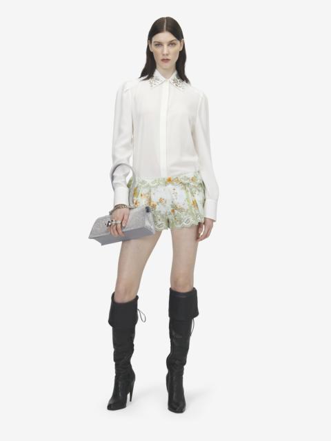 Alexander McQueen Women's Floral Embroidery Shirt in Ivory