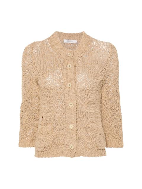 open-knit cropped cotton cardigan