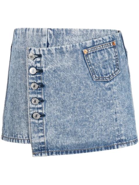 low-rise acid-washed skirt