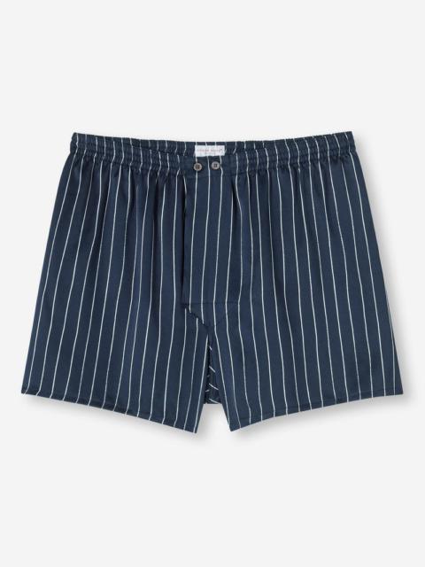 Derek Rose Men's Classic Fit Boxers Brindisi 102 Silk Satin Navy