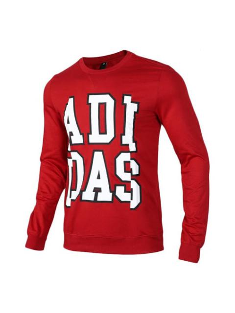 adidas adidas neo Large Logo Printing Round Neck Pullover Red EI6271