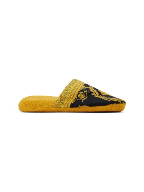 VERSACE Yellow & Black 'I Heart Baroque' Slippers