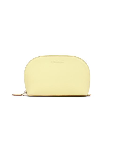 Santoni Yellow tumbled leather pouch