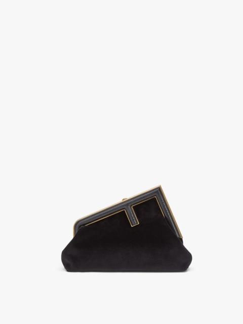 FENDI Black velvet bag with exotic details
