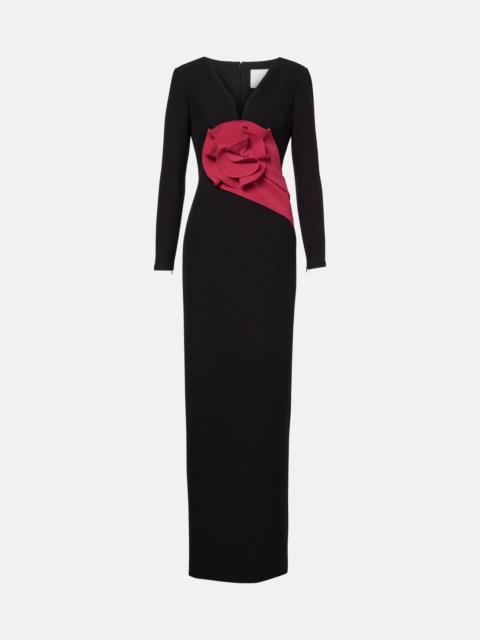 ROLAND MOURET Floral-appliqué crêpe gown