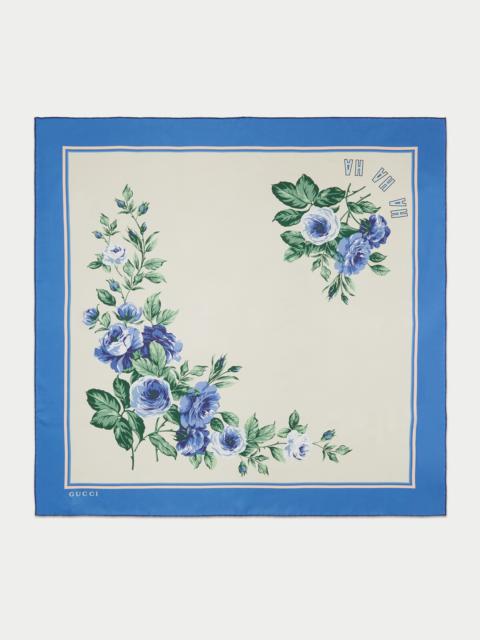 GUCCI Gucci HA HA HA flower print silk scarf