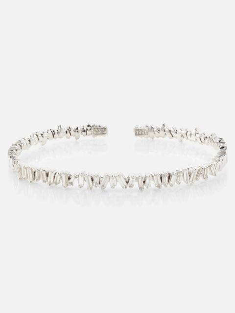 SUZANNE KALAN Classic 18kt white gold bangle with diamonds