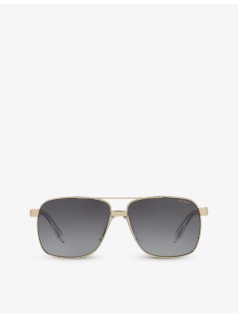 VERSACE VE2174 Polarised Square-Frame Steel Sunglasses