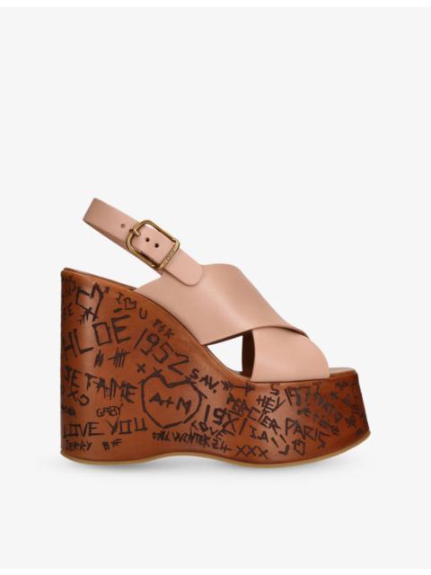 Chloé Maxime Leather Platform Wedge Sandals