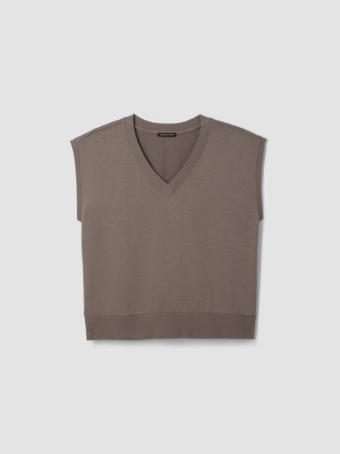 EILEEN FISHER Garment-Dyed Organic Cotton Terry V-Neck Top