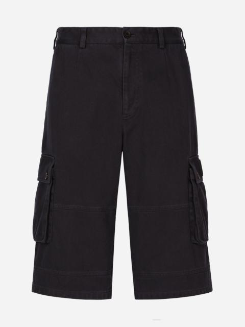 Cotton cargo shorts with tag