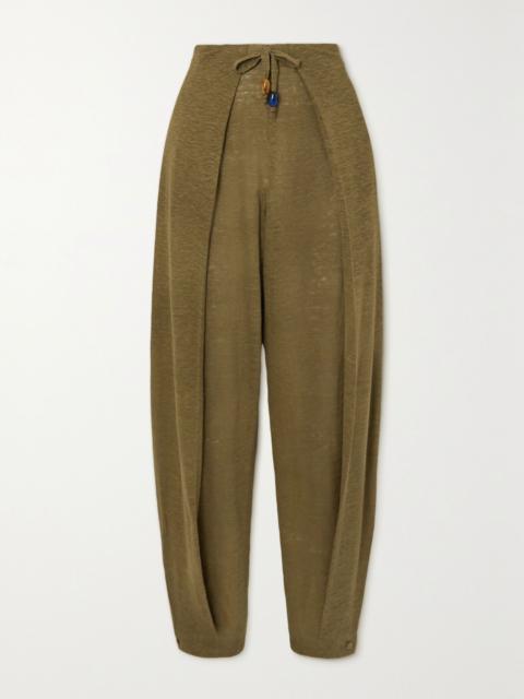 Loro Piana Linen tapered pants Dark green
