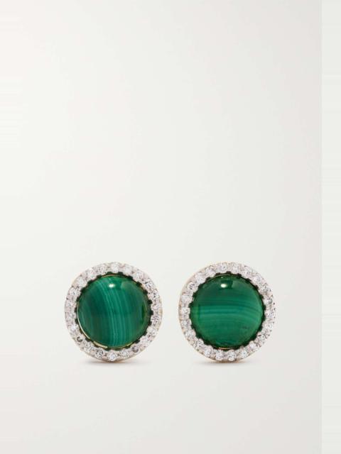 14-karat yellow and white gold, malachite and diamond earrings