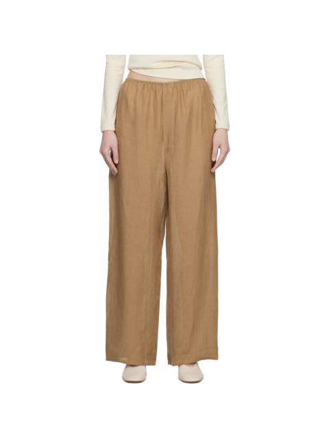 BASERANGE Tan Fine Linen Stoa Lounge Pants