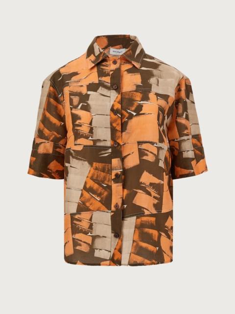 FERRAGAMO PALM PRINT SHORT SLEEVED SHIRT