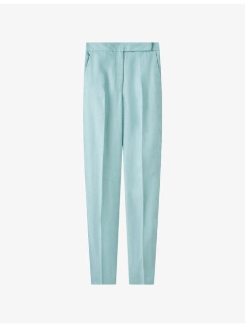 JOSEPH Aix Barrel-Leg High-Rise Linen-Blend Trousers