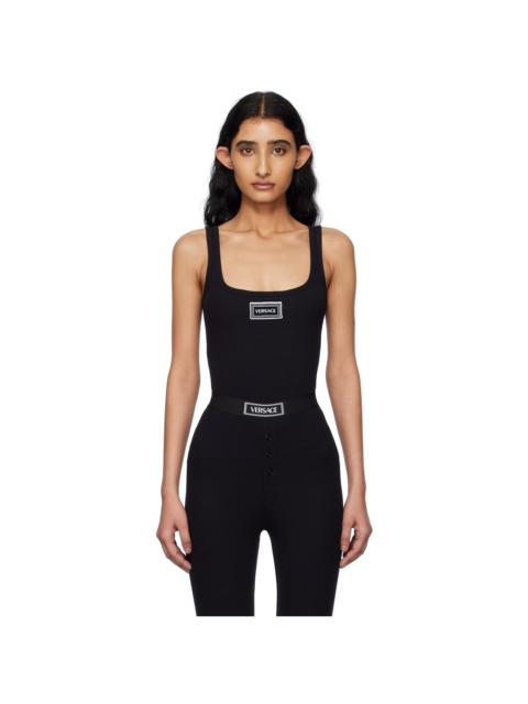 VERSACE Black 90s Vintage Logo Ribbed Tank Top