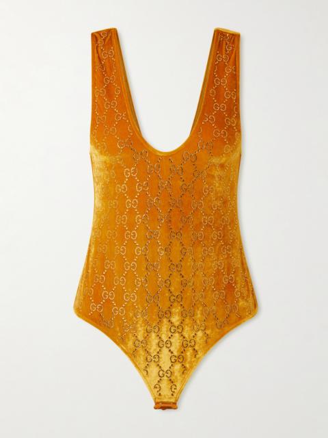 GUCCI Crystal-embellished Chenille Bodysuit