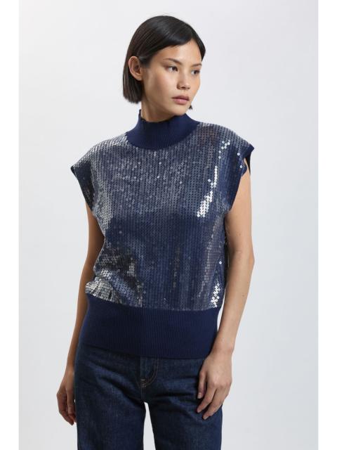 KAREN MILLEN Petite Sequin Cosy Knit Sleeveless Tank Top