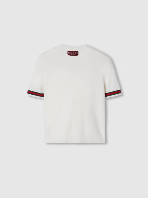 GUCCI Extra fine wool top with Web