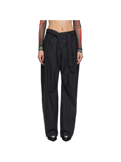 OTTOLINGER Gray Strapped Baggy Suit Trousers