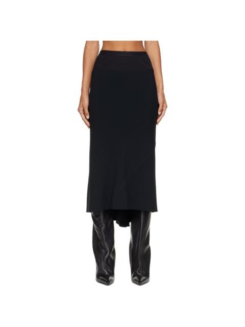 Rick Owens Black Tower A Line Bias Midi Skirt