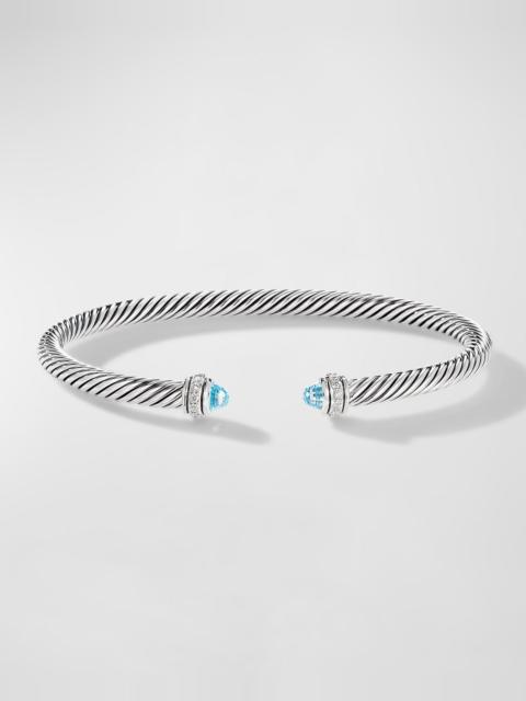 DAVID YURMAN Cable Bracelet with Gemstone and Diamonds in Silver, 4mm