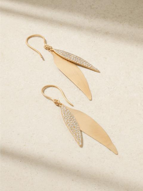 ILEANA MAKRI Falling Leaves 18-karat gold diamond earrings Gold