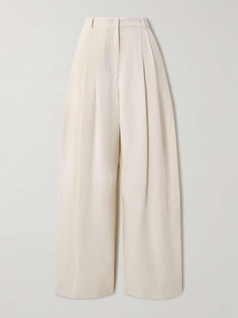 Piper pleated twill wide-leg pants