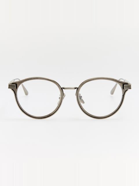 LINDA FARROW Anthony Oval Optical Frame in Antique Silver