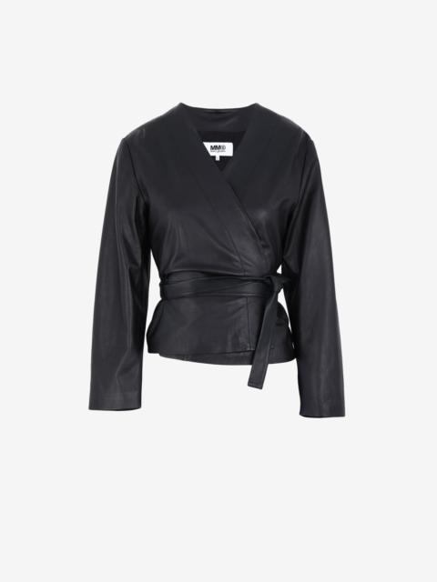 MM6 Maison Margiela Leather wrap jacket
