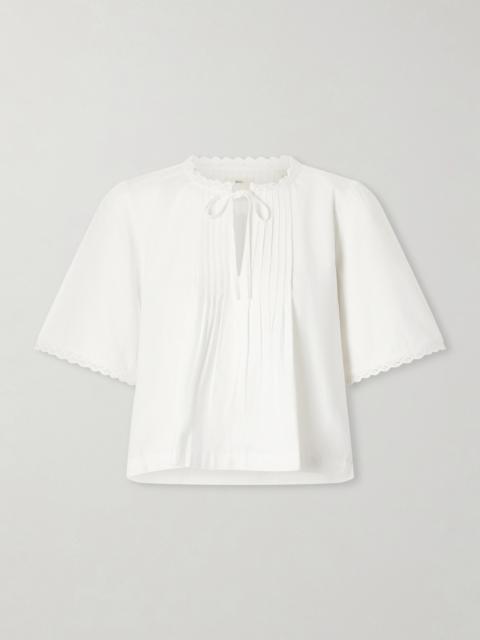 SKALL Freesia Pleated Lace-trimmed Organic Cotton Shirt