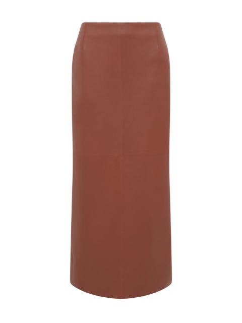 GABRIELA HEARST Manuela Midi Skirt in Cognac Soft Leather