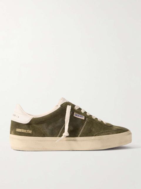 Soul-Star Distressed Leather-Trimmed Suede Sneakers