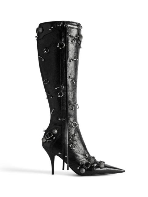 BALENCIAGA Women's Cagole 90mm Boot With Piercings  in Black